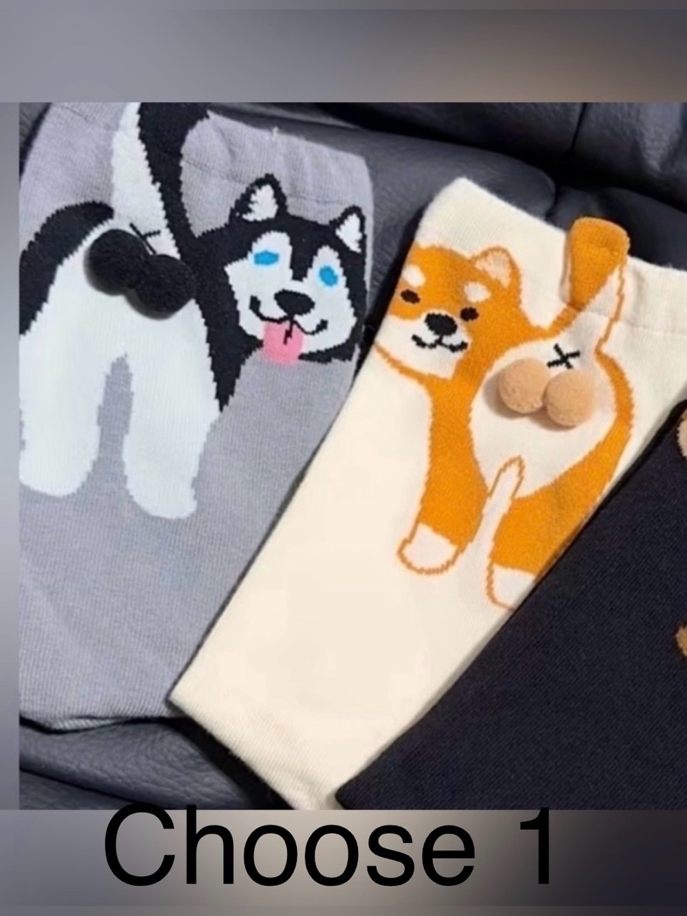 Cute Dog Design Socks (Colors may differ slightly from picture) - Picture 1 of 3